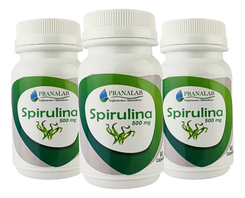 Spirulina 500mg Pack 3 Frascos 180 Cápsulas