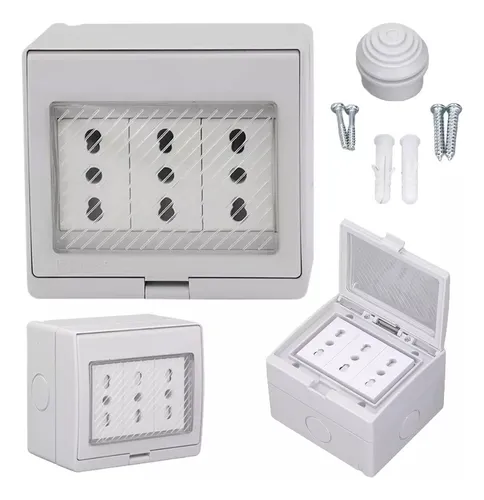 comprar Tomacorriente Triple 10\u002F16a Hydrobox Exterior Ip55 250v Sec