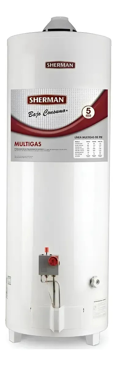 Termotanque Sherman 80L Gas Válvula Superior Anticorrosivo