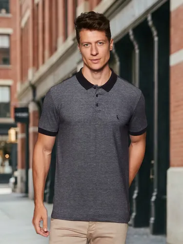 Polo Slim Piquet Denim Rsv Reserva Preto Lisa G