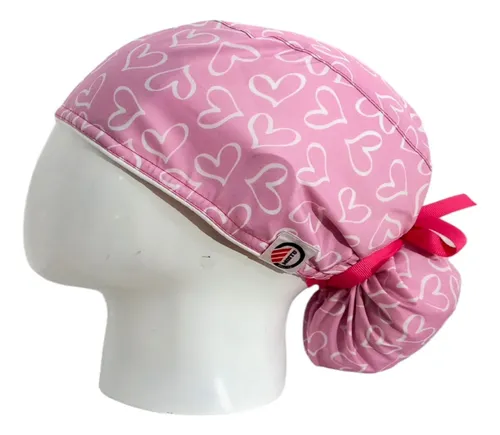 comprar Gorro Quirúrgico Corazones Rosa Antifluido + Lanyard 