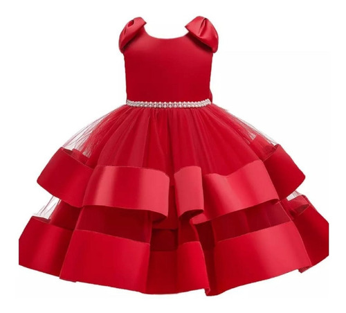 Vestido Princesa Niña Rojo Fiesta Bautizo Navidad Disfraza 1