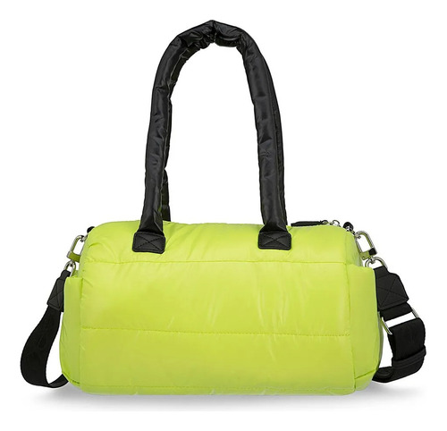 Bolsa Cloe Bowling Grande Acolchada Con Monedero Verde Limón Verde Lisa Níquel Negro