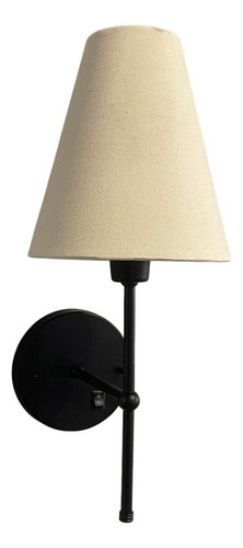 Arandela Lateral De Cama Com Interruptor Cupula Algodao Estrutura Preto Cúpula Bege 110v/220v