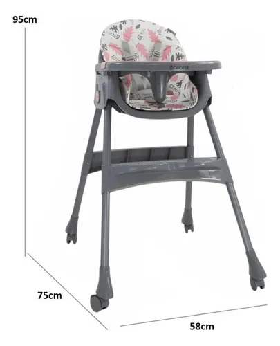 Silla De Comer Bebesit Steps Plegado Ultra Compacto Color Rosa Step