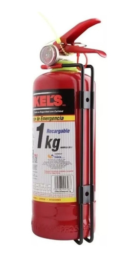Extintor De Emergencia 1kg Mikels Recargable Con Soporte Ee1