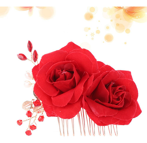 Peineta De Tela Para Novia Con Clip De Rosas Y Flores, Adorn