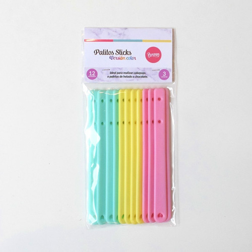 Imagen 7 de 7 de Palitos Sticks Para Paletas X 12 U. Color - Parpen - Prya