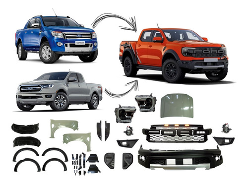 Body Kit Ford Ranger 2012-2021 Upgrade A Raptor 2023 