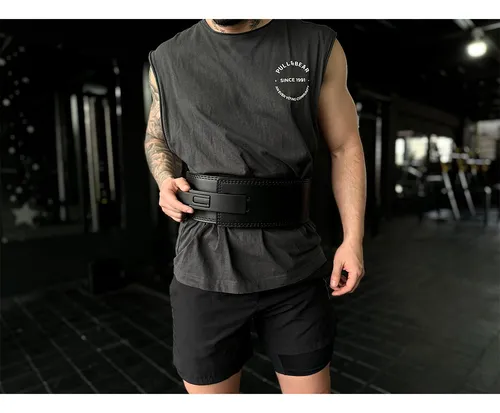 Cinturon Cuero Pesas Gym Powerlifting Hebilla Palanca