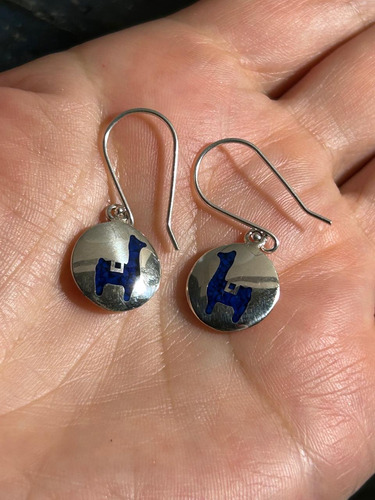 Aros Llama Plata Ley 950 Y Lapislázuli A17