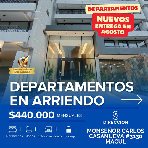 Arriendo Depto. 1d C/terraza En Av. Monseñor Carlos Casanuev