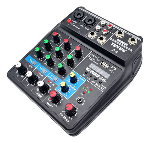 Console Mesa De Som Mixer Profissional 4 Canais Teyun A4