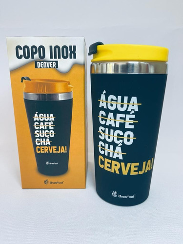 Copo Termico Emborrachado Com Tampa Frase So Cerveja