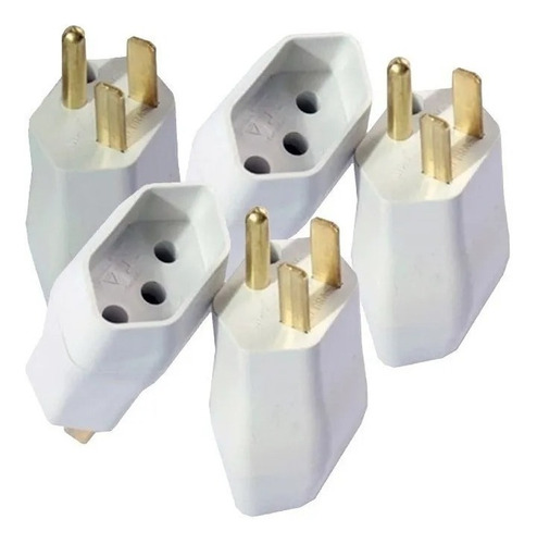 Imagem 2 de 7 de 5 Peças Pino Plug Adaptador Tripolar Reverso 2p+t 15a Nbr