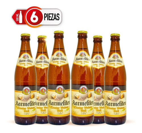Six Pack Cerveza Karmeliten Kloster Weizen Hell 500ml C/u