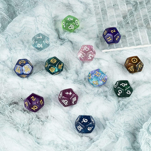 Dados Astrológicos + Instructivo / Piedras, 2x2cm Brillante