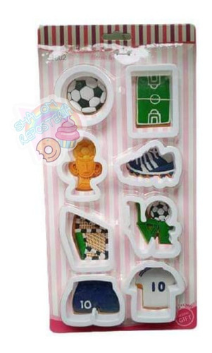 * Kit 8 Cortadores Galleta Futbol Soccer Love Fondant Pasta