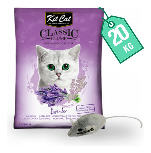 Arena Aglomerante Gato Kit Cat 20 Kg Aroma Lavanda