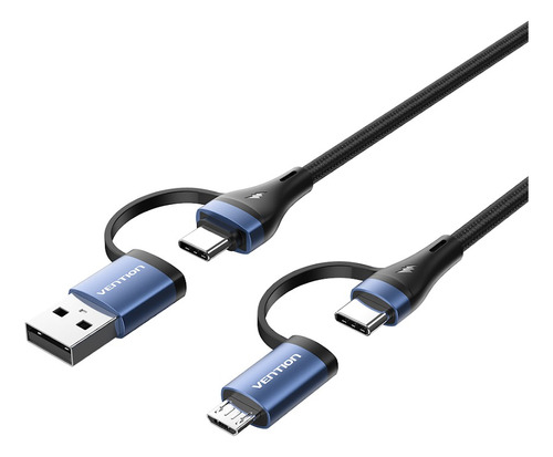 Cable Cargador Usb + Usb C + Micro 1 M Carga Rapida Vention