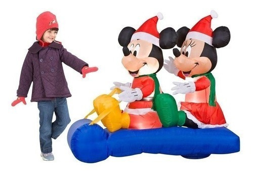 Inflable Iluminable De Navidad Mickey Y Minnie Mouse