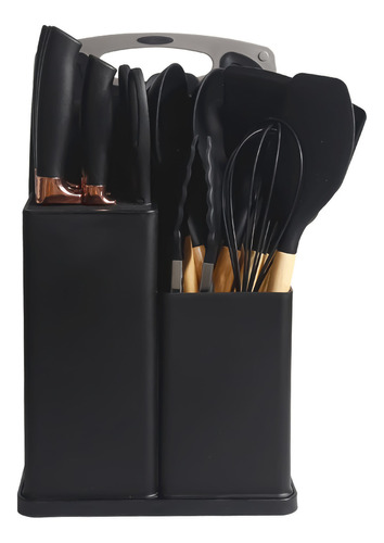 Kit Utensílios Cozinha Silicone 19 Peças - A638 Cor Preto