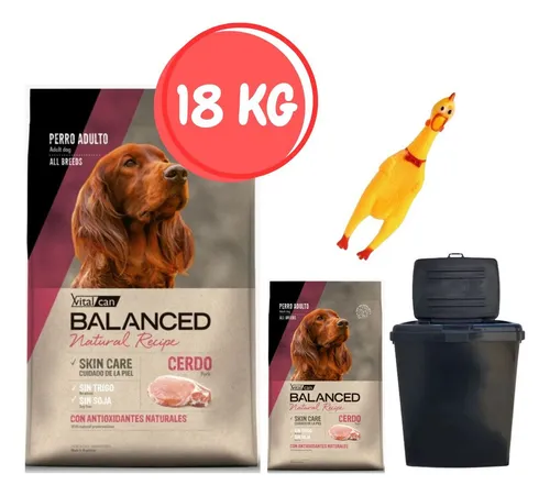 Balanced Cerdo 15+3 Kg + Contenedor 44 Lts/18 Kg + Juguete