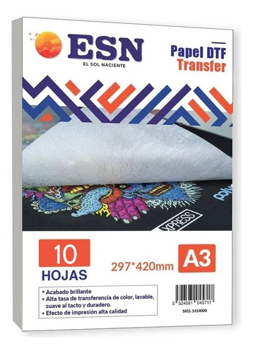 Papel Film Dtf A3 10 Hojas - Direct To Film - Esn