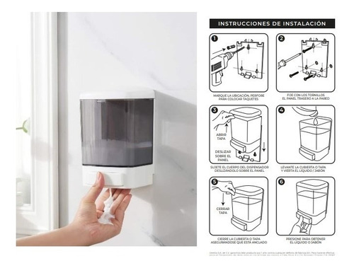 Imagen 3 de 8 de Dispensador Despachador De Jabón Y Gel Antibacterial 1 Litro
