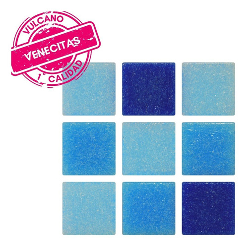 Imagen 10 de 10 de Venecita Pileta Vulcano Mix Azul - 2x2 Cm. - Precio Por Caja