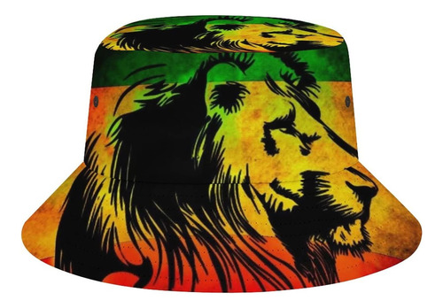 Rasta Lion Jamaican Reggae Love Sombrero Cubo Hombre Y Sol,