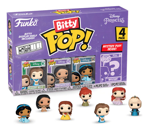 ¡Funko Bitty Pop! Disney Belle Pocahontas Jasmine + Surprise