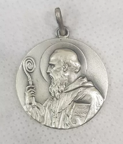 SAN BENITO BENEDICTI SILVER PLATA MEDALLA SAN BENITO EXORCISMO