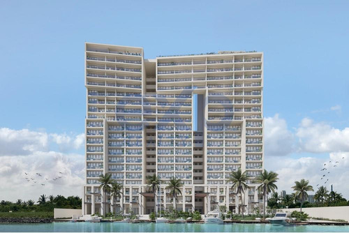 Se Vende Departamento Pre-venta (12/2025) En Piso 14 De Condominio Con Vistas A Uno De Los Canales En Puerto Cancún.