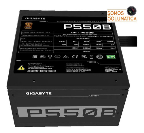 Fuente De Poder 550w - Atx 80 Plus - Gigabyte Certificada
