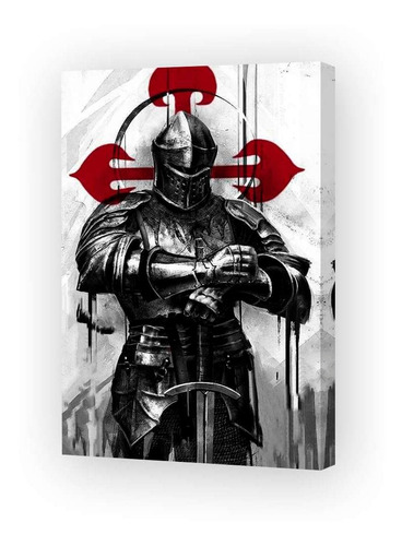 Cuadro Canvas Escudero Con Lanza Caballero Medieval P4