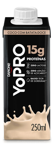 Bebida Láctea UHT Coco com Batata-Doce Zero Lactose Yopro 15g High Protein Caixa 250ml