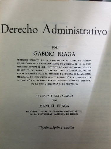 A1 Derecho Administrativo 27.a Ed, Gabino Fraga (Usado)