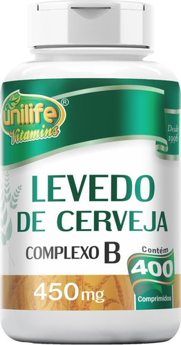 Levedo Levedura De Cerveja 450 Mg 400 Comprimidos Unilife