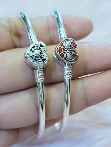 Pulsera Dupe Para Charms Bañado En Plata S925 Tipo Pandora Spider 18 Cm