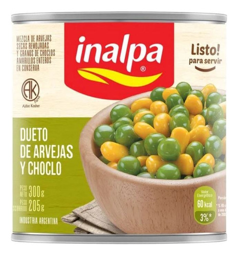 Dueto De Arvejas Y Choclo Inalpa Lata 300 Gr