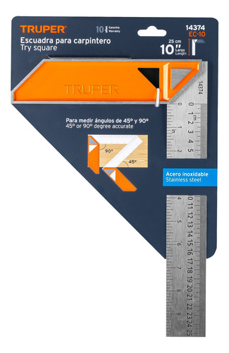Escuadra Para Carpintero Mango De Aluminio 10 Truper 14374