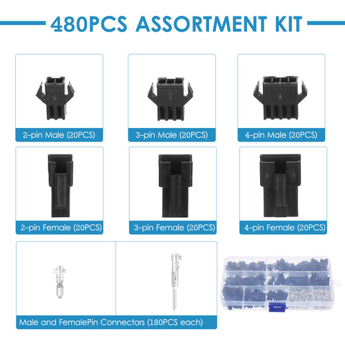 Conector Jst Sm De 2,54 Mm De Paso, 2 Pines, 3 Pines Y 4 Pin