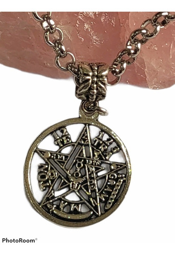 Imagen 5 de 6 de Tetragramaton Con Cadena Acero Pentagrama Plata Tibetana