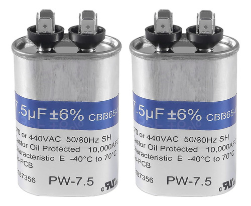 2 Paquete 7.5 Uf 6% 10 Mfd 370v/440v Cbb65 Capacitor De Arra