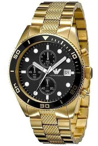 Reloj Emporio Armani Ar5857 Cronógrafo De Acero Dorado Nuevo