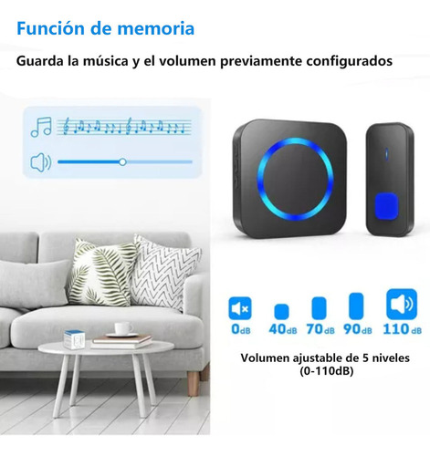 Timbre Inalámbrico Aomux Impermeable Ip55 Con Led, 1
