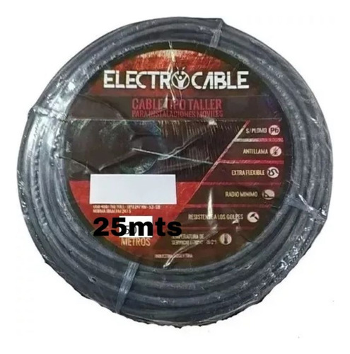 Cable Tipo Taller 2x2.5mm Electrocable Cobre Bajo Norma 25mt