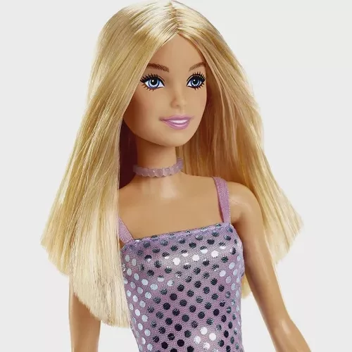 Boneca Barbie Vestido Glitter Morena T7580 - Original Mattel