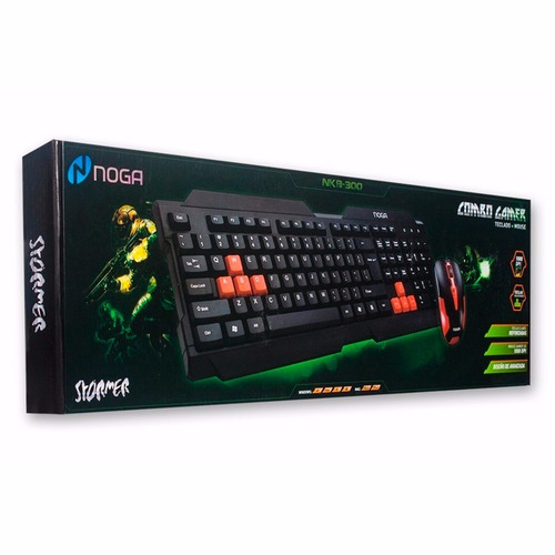 Imagen 6 de 6 de Kit de teclado y mouse gamer Noga NKB-300 Español España de color negro y rojo
